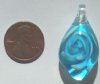 1 33x18mm Aqua Lampwork Pendant